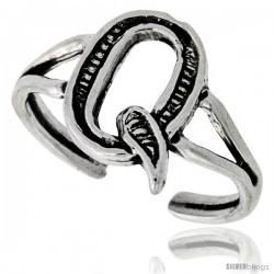 Sterling Silver Initial Letter Q Alphabet Toe Ring / Baby Ring, Adjustable sizes 2.5 to 5, 3/8 in wide