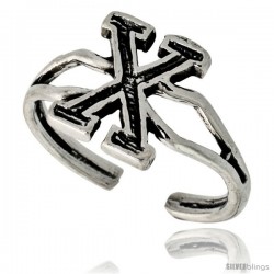 Sterling Silver Initial Letter X Alphabet Toe Ring / Baby Ring, Adjustable sizes 2.5 to 5, 3/8 in wide