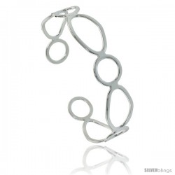 Sterling Silver Hand Made Italian Wire Wrap Cuff Bangle Bracelet, 14 mm (9/16 in.) wide
