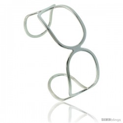 Sterling Silver Hand Made Italian Wire Wrap Cuff Bangle Bracelet, 20 mm (3/4 in.) wide