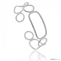 Sterling Silver Hand Made Italian Wire Wrap Cuff Bangle Bracelet, 16 mm (5/8 in.) wide