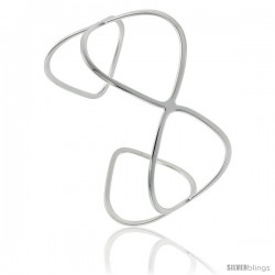 Sterling Silver Hand Made Italian Wire Wrap Cuff Bangle Bracelet, 29 mm (1 1/8 in.) wide