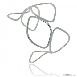 Sterling Silver Hand Made Italian Wire Wrap Cuff Bangle Bracelet, 55 mm (2 3/16 in.) wide