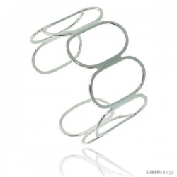 Sterling Silver Hand Made Italian Wire Wrap Cuff Bangle Bracelet, 34 mm (1 3/8 in.) wide