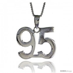 Sterling Silver Digit Number 95 Pendant 3/4 in. (18 mm)