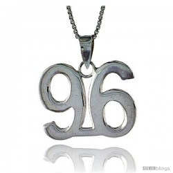 Sterling Silver Digit Number 96 Pendant 3/4 in. (18 mm)