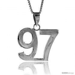 Sterling Silver Digit Number 97 Pendant 3/4 in. (18 mm)