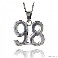 Sterling Silver Digit Number 98 Pendant 3/4 in. (18 mm)