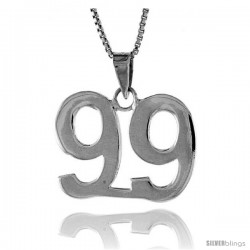 Sterling Silver Digit Number 99 Pendant 3/4 in. (18 mm)