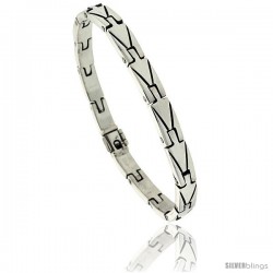 Sterling Silver Men's Bar Link Bracelet Handmade 1/4 in wide -Style Xb315