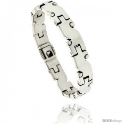 Sterling Silver Men's S-shaped Link Bracelet Handmade 3/8 in wide