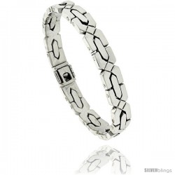 Sterling Silver Men's X Cross Link Bracelet Handmade 3/8 in wide