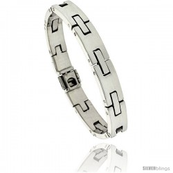 Sterling Silver Men's H Link Bracelet Handmade 3/8 in wide