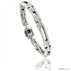 Sterling Silver Men's Bar Cut Outs Link Bracelet Handmade 1/4 in wide