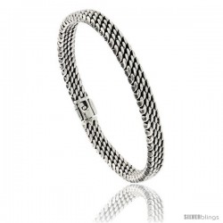 Sterling Silver Flat Tight Mesh Bracelet, 7mm wide with Fold Over Clasp 7 3/8 in long