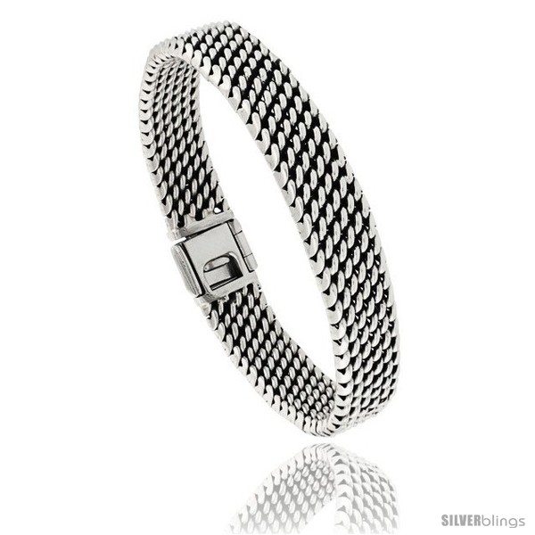 Wide Woven Mesh Braid Braided Sterling Silver Bracelet extender 10i 81