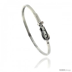 Sterling Silver Belt Buckle Bangle Bracelet 1/8 in wide