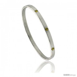 Sterling Silver and Brass Screw Head Bangle Bracelet 3/16 in wide
