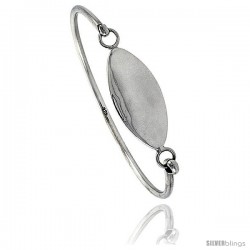 Sterling Silver Identification Bangle Bracelet, Oval Disk 5/8 in wide