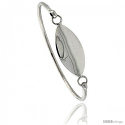 Sterling Silver Identification Bangle Bracelet, Oval Disk 5/8 in wide -Style Xb507