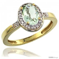 10k Yellow Gold Diamond Green-Amethyst Ring 1 ct 7x5 Stone 1/2 in wide