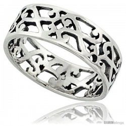 Sterling Silver S Scrolls Cut-out Ring 1/4 in wide