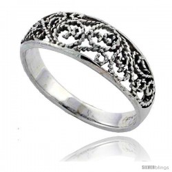 Sterling Silver Filigree Floral Vine Ring 1/4 in wide