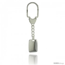 Sterling Silver Key Ring w/ plain Tag 15/16 in. x 11/16 in. (24 mm X 18 mm )