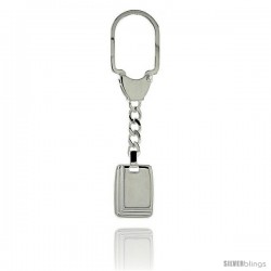 Sterling Silver Key Ring w/ Rectangular Tag 15/16 in. x 11/16 in. (24 mm X 18 mm )