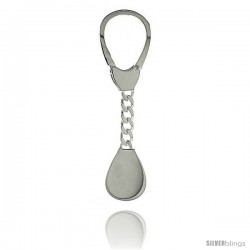 Sterling Silver Key Ring w/ plain Tag 15/16 in. x 3/4 in. (24 mm X 19 mm )