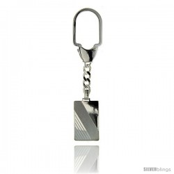 Sterling Silver Key Ring w/ Engrave able Rectangular Tag