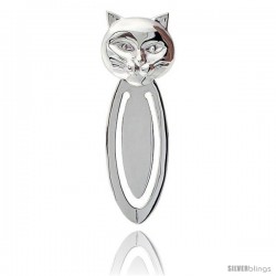 Sterling Silver CAT FACE Bookmark Clip 2 7/8 in. (73 mm) tall