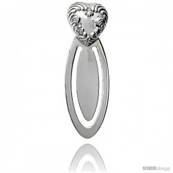 Sterling Silver Floral HEART Bookmark Clip 2 5/8 in. (66 mm) tall