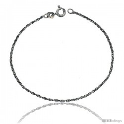 Sterling Silver 1 mm Thin Rope Chain Necklace, Rhodium Finish Diamond cut Nickel Free, Diamond cut Nickel Free