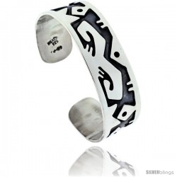 Sterling Silver Hopi design Cuff Bangle Bracelet 3/4 in wide