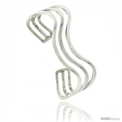 Sterling Silver 3 Wire Wave Cuff Bangle Bracelet 1/2 in wide