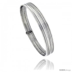 Sterling Silver square wire Seminaries Bangle Bracelet 3/8) in wide, 7 1/4