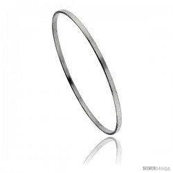 Sterling Silver Plain Flat High Polish Slip-on Bangle Bracelet 1/8 in wide, 8