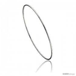 Sterling Silver Plain Flat High Polish Slip-on Bangle Bracelet 1/16 in wide, 7 1/4