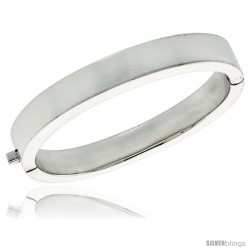 Sterling Silver Oval Hinged Flat Bangle Bracelet 3/8 in wide