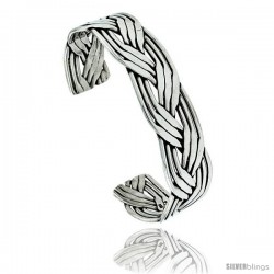 Sterling Silver 9 row Braided Wire Cuff Bangle Bracelet 11/16 in wide