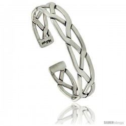 Sterling Silver 3-row Celtic Braid Wire Cuff Bangle Bracelet 3/8 in wide