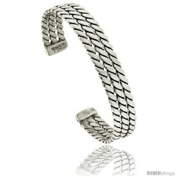 Sterling Silver 3-row Celtic Braid Wire Cuff Bangle Bracelet 3/8 in wide, -Style Xb562