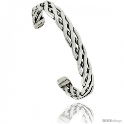 Sterling Silver 3-row Wire Braid Cuff Bangle Bracelet 5/16 in wide