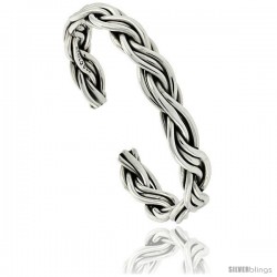 Sterling Silver 6-wire Braid Wire Cuff Bangle Bracelet 5/16 in wide