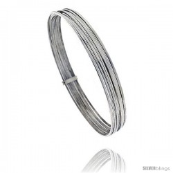 Sterling Silver Flat 7 Band Stackable slip on Semanario Bangle 5/16 in wide, 9 in