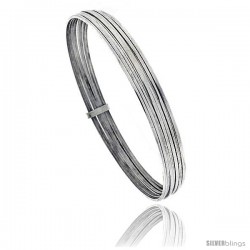 Sterling Silver Flat 7 Band Stackable slip on Semanario Bangle 5/16 in wide, 8 in