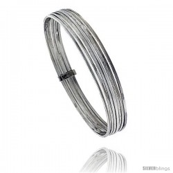 Sterling Silver Flat 7 Band Stackable slip on Semanario Bangle 5/16 in wide, 7.5 in