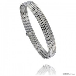 Sterling Silver Flat 7 Band Stackable slip on Semanario Bangle 5/16 in wide, 7 in