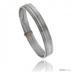 Sterling Silver Flat 7 Band Stackable slip on Semanario Bangle 5/16 in wide, 6 in Baby size